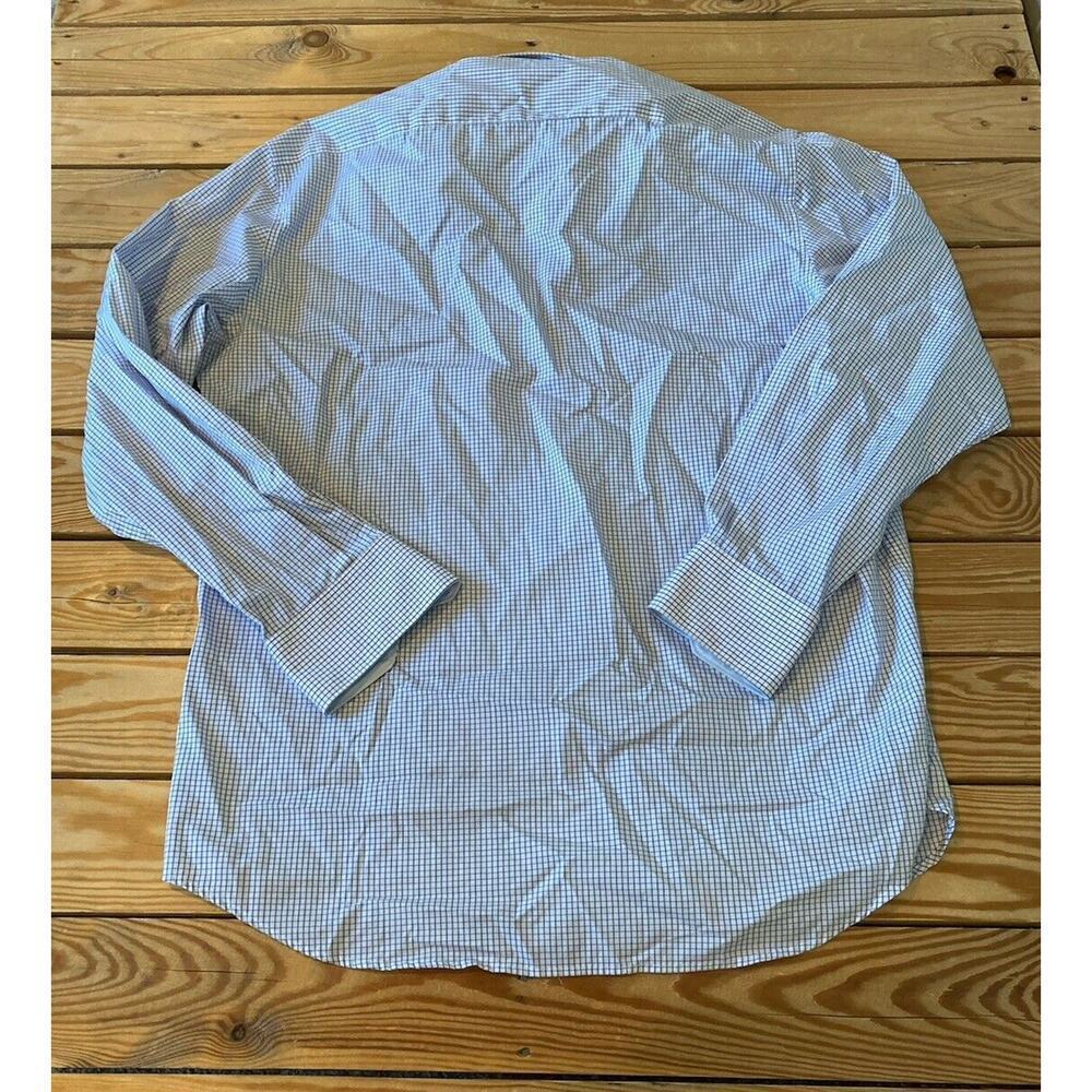 Tailorbyrd Button Up Check Shirt Size 17 Men’s Blue Long Sleeve - Picture 2 of 8